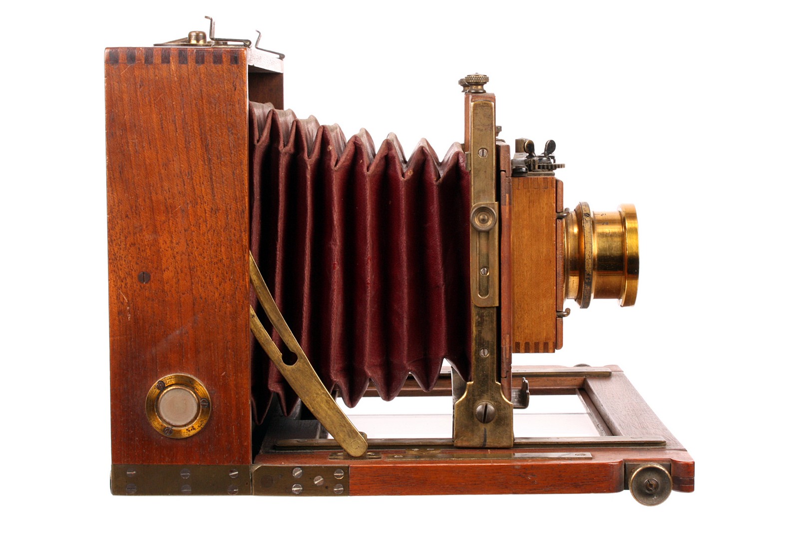 An Unmarked Mahogany Field Camera, serial no. 32, possibly German, 5x7”, with Thornton Pickard- - Image 3 of 4