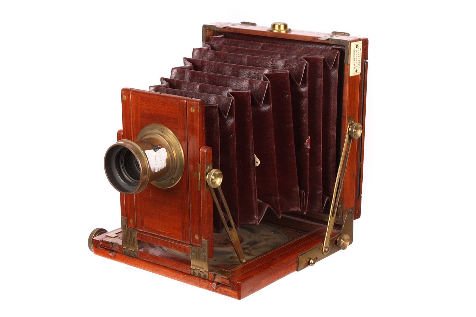 A Mc Kellen’s Treble Patent Mahogany Field Camera, 4½x6¼, with Clement & Gilmer Rapid Symmetrical