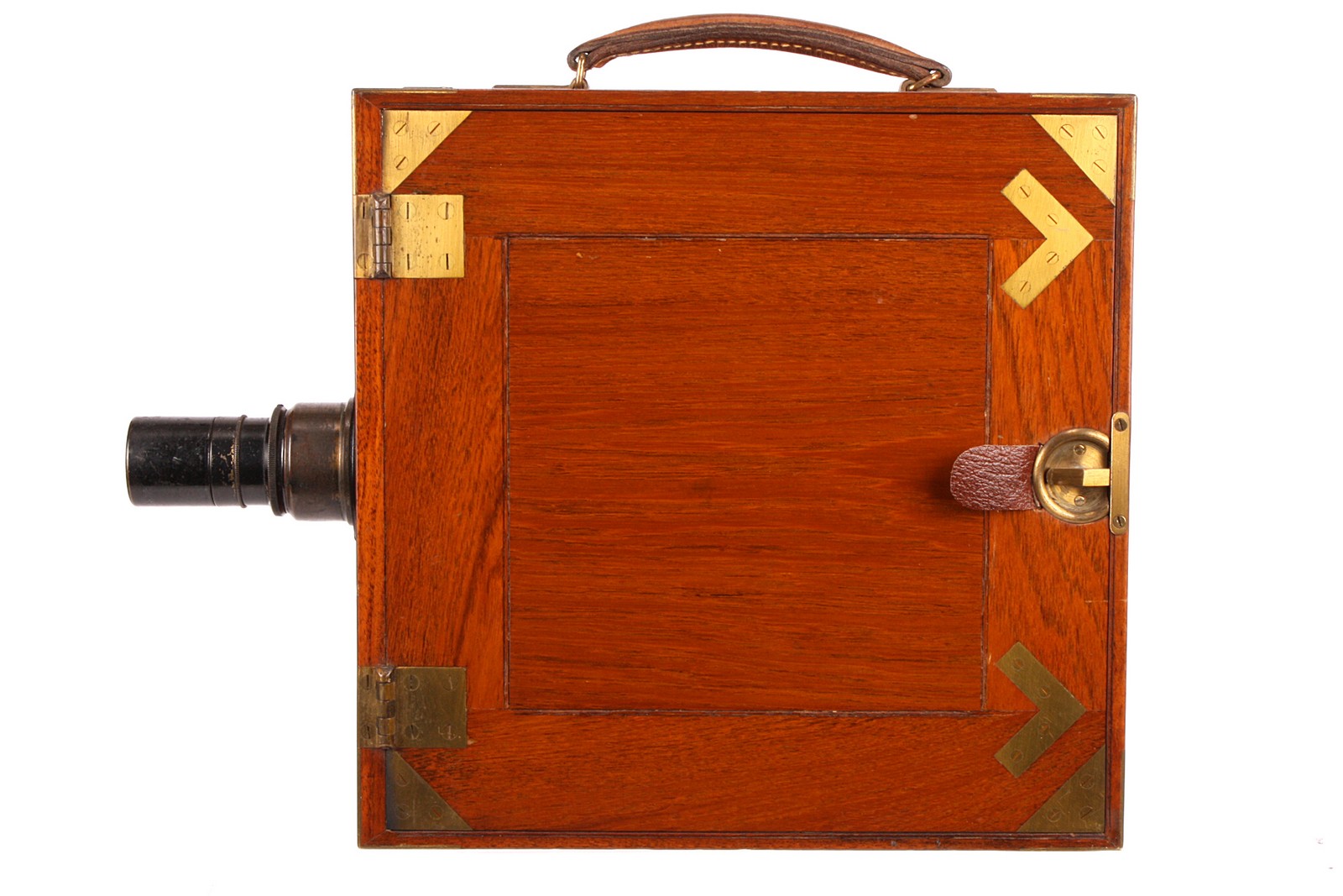An Ensign Cinematograph Tropical 35mm Hand-Crank Camera, serial no. 343, c1914, polished brass bound - Image 4 of 5