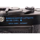 A Leica M6 Rangefinder Body, black, serial no. 1760389, body, VG, shutter working; engraving to rear