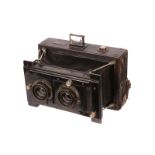 An Unmarked Stereo Klapp Camera, possibly Ernemann, 8x17cm, with E. Suter Series II No. 00
