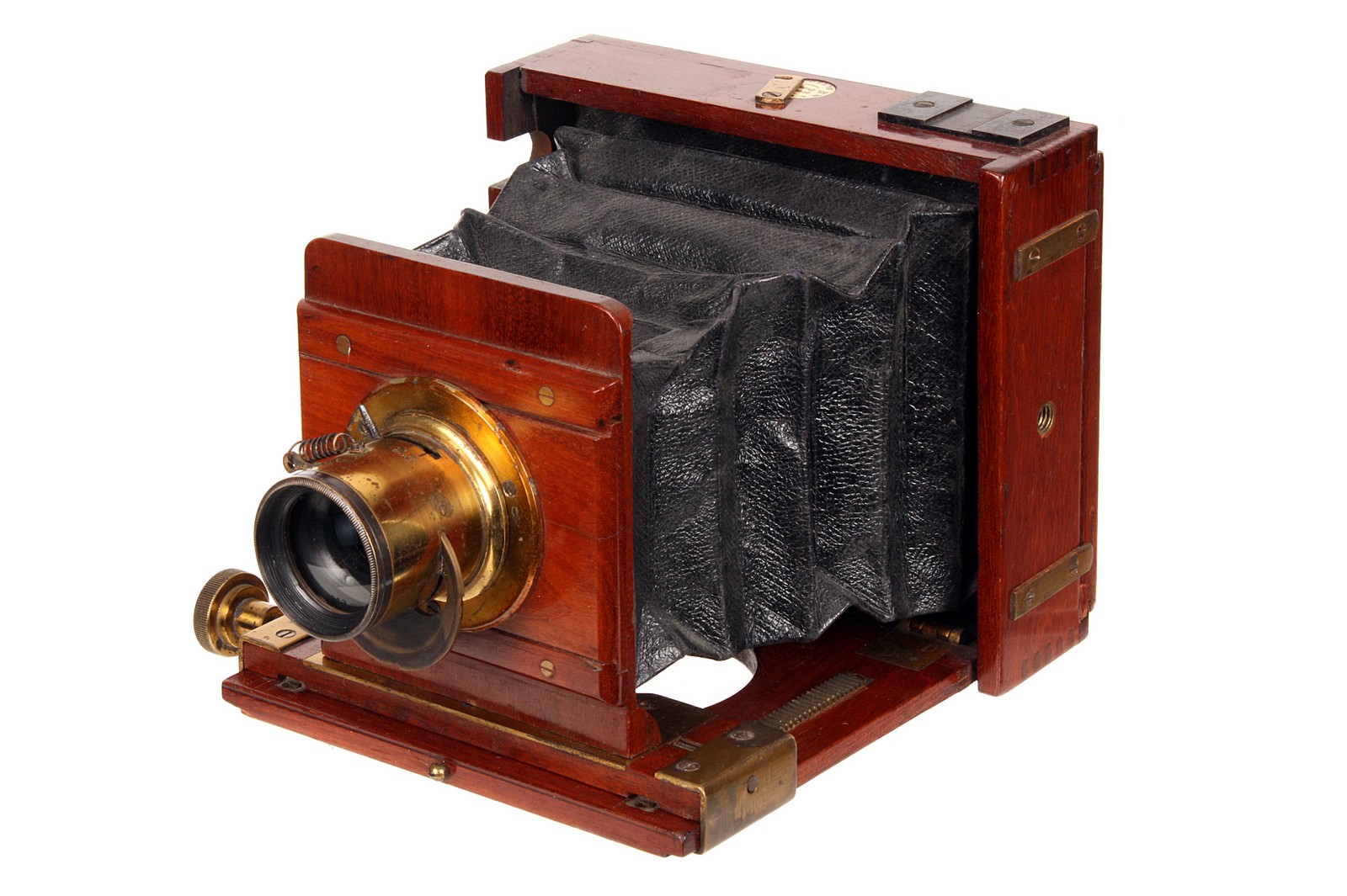 A W. A. C. Smith Mahogany Quarter-Plate Camera, 3x4”, serial no. 56, with unmarked f/8 brass lens,