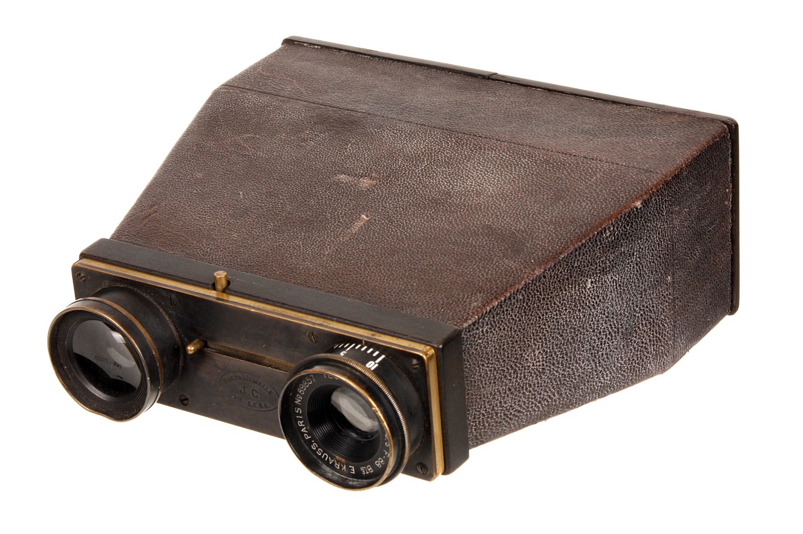 A Jules Carpentier Photo-Jumelle Camera, 4.5x6cm, serial no. 1456, with E. Krauss Tessar-Zeiss f/6.3