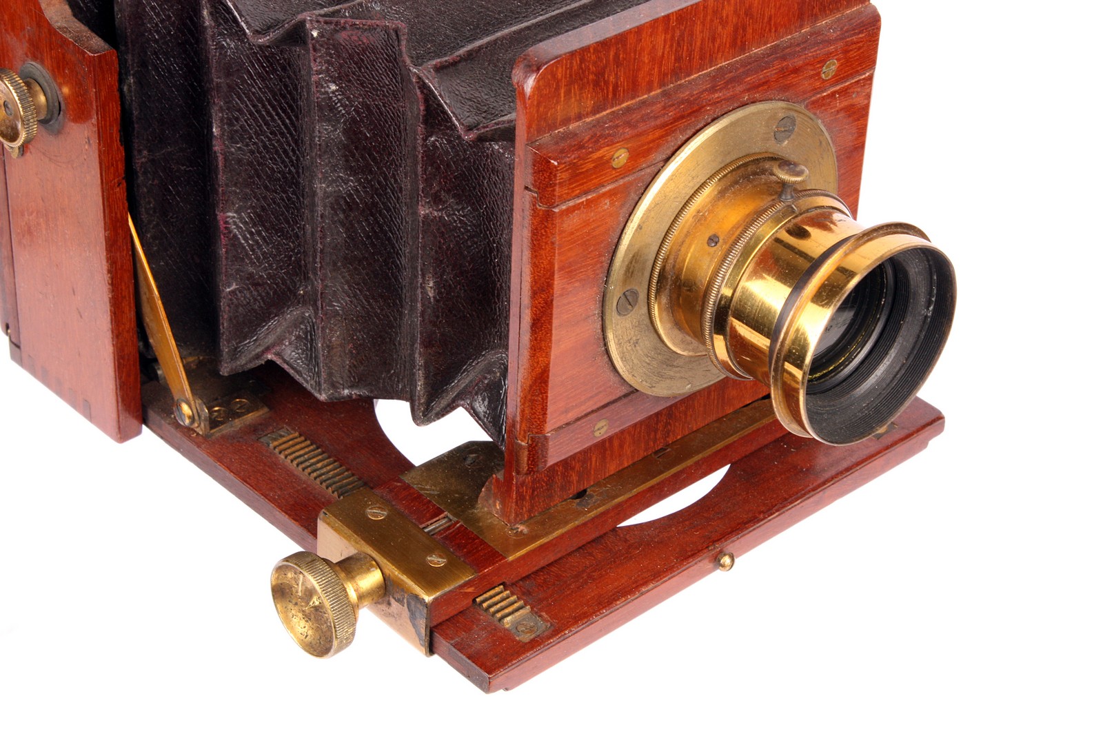 An Unmarked Mahogany Quarter-Plate Camera, 3x4”, with unmarked brass lens, body, G, lens, F-G, - Image 2 of 3