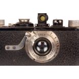 A Leica I Model A Camera, 1928, back, serial no. 9832, with Leitz Elmar f/3.5 50mm lens, nickel,