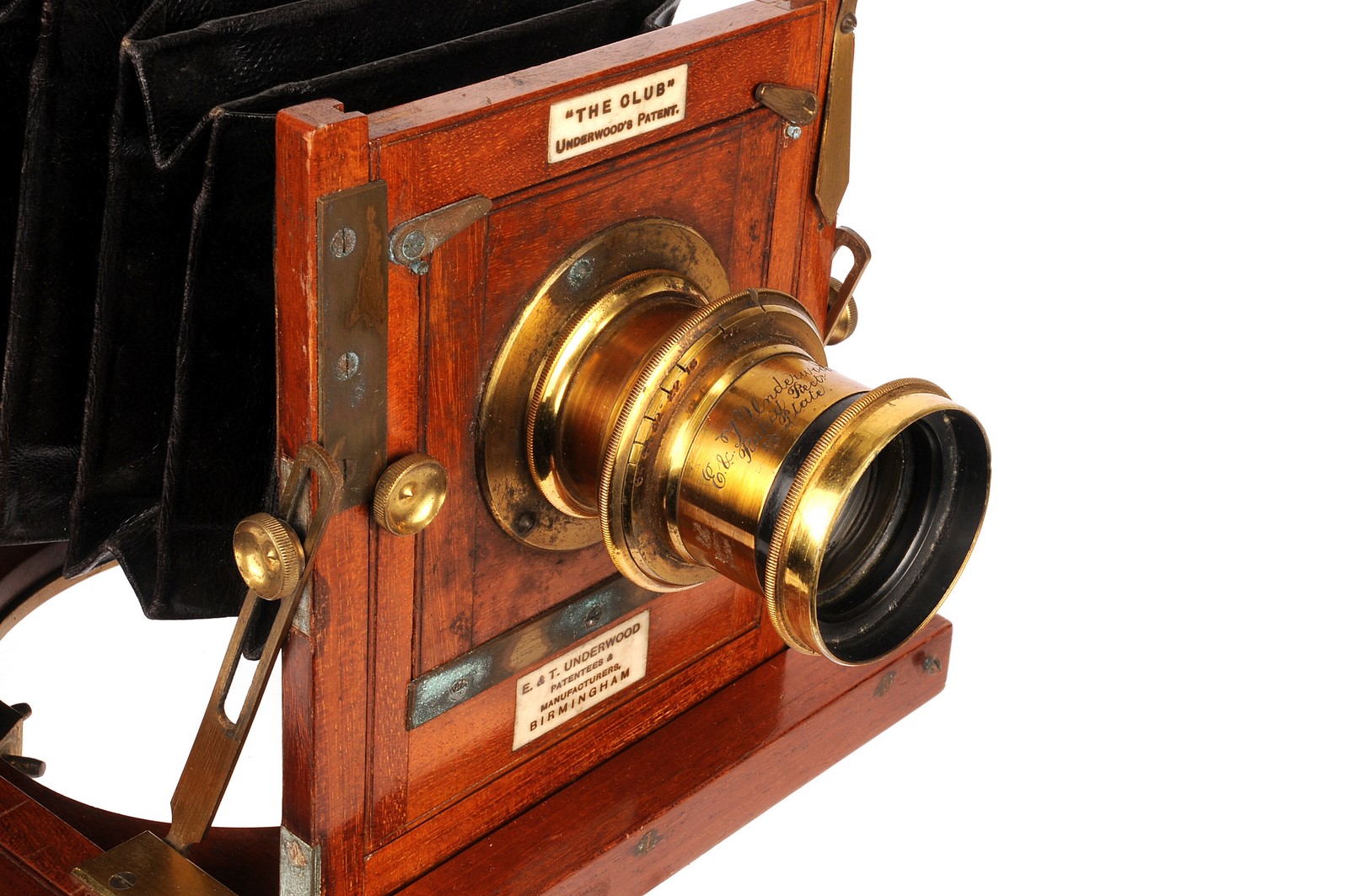 An E & T Underwood ‘The Club’ Mahogany Field Camera, 5x6¼, with E & T Underwood Rapid Rect 1/2 Plate - Image 2 of 2