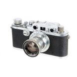 A Leica IIIb Rangefinder Camera, 1938, chrome, serial no. 286227, with Schneider Xenon f/2 50mm