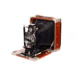 An Unmarked German Camera, serial no. B97869, aluminium bound, 4x6”, with Carl Zeiss Jena Tessar f/