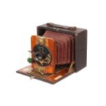 A Dr. R. Krügener Delta Periscop Mahogany Box Camera, leatherette covered, 3½x4½, serial no. 526,