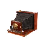 A J. Lizars Challenge Mahogany Box Camera, 4½x6½, with unmarked Waterhouse-stop brass lens, in