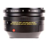 A Leitz Noctilux-M f/1 50mm Lens, E60, black, serial no. 3814286, body, VG-E, elements, VG-E, some