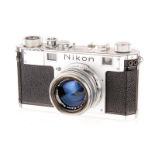 A Nikon S Rangefinder Camera, chrome, serial no. 6109512, with Nikkor-H.C f/2 50mm lens, chrome,