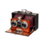A Busch Stereo Camera, with Busch Perplanat No.1 f/9 lenses, body, VG, shutter not working,