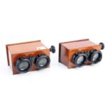 Two Unmarked Mahogany Stereoscopic Viewers, with rack focusing, 45x107mm, bodies, VG, optics, VG