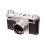 A Contax I Rangefinder Camera, chrome, serial no. G20848, with Zeiss-Opton T Sonnar f/1.5 50mm lens,