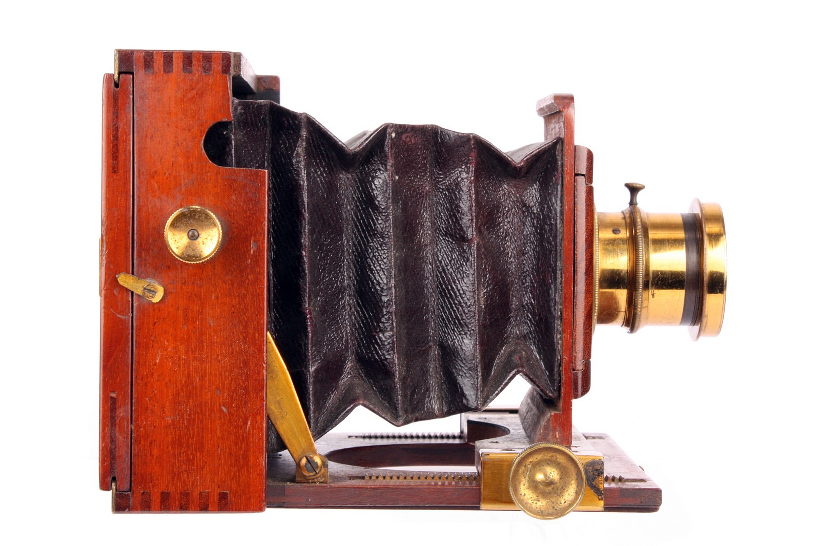 An Unmarked Mahogany Quarter-Plate Camera, 3x4”, with unmarked brass lens, body, G, lens, F-G, - Image 3 of 3