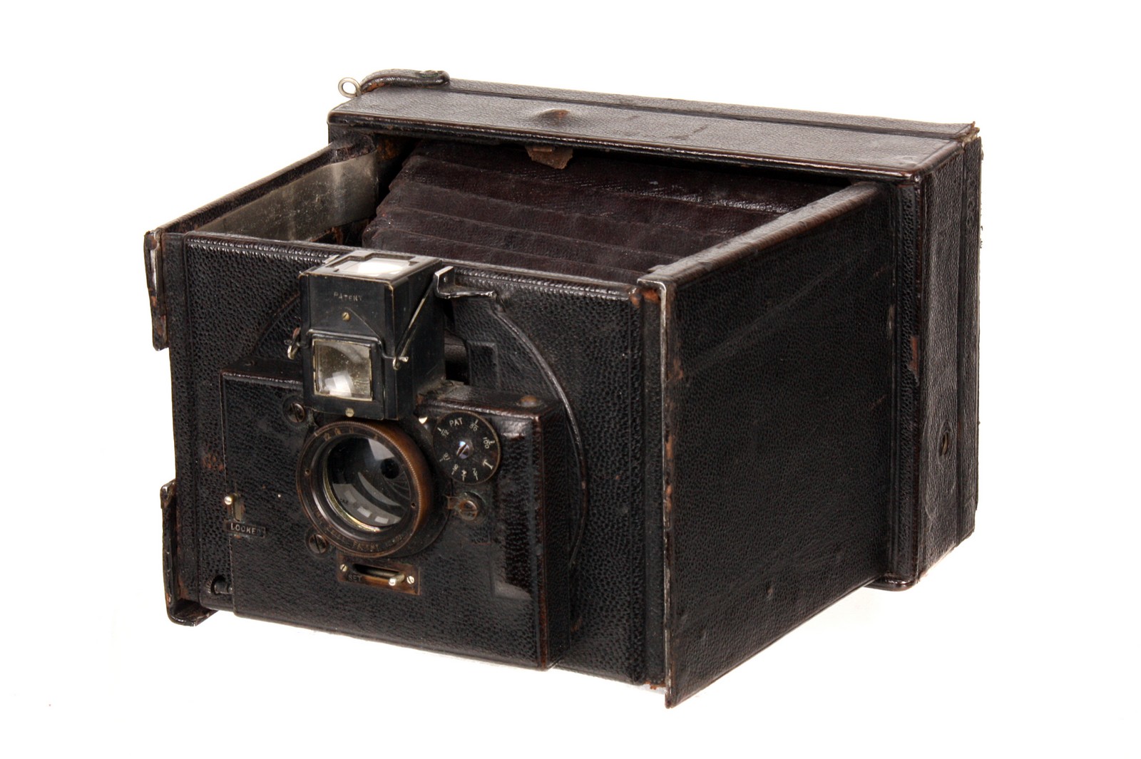 An Adams & Co. Idento Folding Strut Camera, serial no. 4109, 3¼x4½, with Ross Zeiss f/6.3 lens,