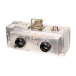 A Hanau Le Marsouin No.1 Stereo Camera, 45x107mm, serial no. 1930, with Max-Balbreck lenses, body,