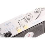 A Leica M3 Rangefinder Body, chrome, serial no. 914644, body, F-G, shutter working; engraving to