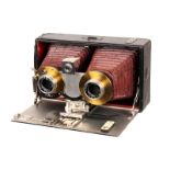 A Cameo Stereo Camera, serial no. 28682, possibly by Butcher & Sons, 9x17cm, with Beck Symmetrical