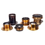 Brass Lenses: selection of various brass lenses from makers including, J. H. Dallmeyer, Ross, London