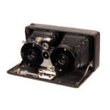 An ICA Stereolette 610 Stereo Camera, 45x107mm, body, VG, missing ground glass screen, lenses, VG,