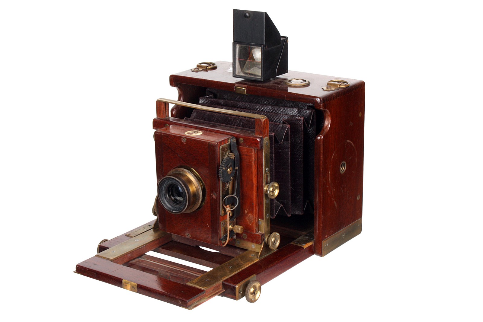 An Unmarked Mahogany Box Camera, German, 4x5”, with C. P. Goerz Doppel-Anastigmat Series III f/6