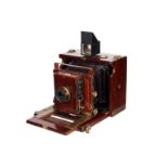 An Unmarked Mahogany Box Camera, German, 4x5”, with C. P. Goerz Doppel-Anastigmat Series III f/6