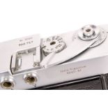 A Leica M1 Rangefinder Body, chrome, serial no. 966757, body, F, shutter working; engraving to
