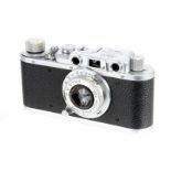 A Leica II Rangefinder Camera, 1937, chrome, serial no. 266684, with Leitz Elmar f/3.5 50mm lens,