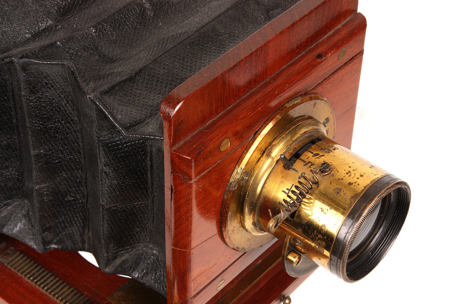 A W. A. C. Smith Mahogany Quarter-Plate Camera, 3x4”, serial no. 56, with unmarked f/8 brass lens, - Image 2 of 3