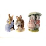 A group of eight Royal Albert Beatrix Potter character figures, including Cottontail, Goody and