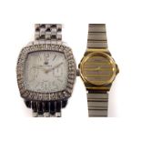 Two stainless steel lady's fashion wristwatches, one a bi-metal Piaget with quartz movement, the