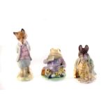 Three Beswick Beatrix Potter gold stamp figures, comprising Foxy Whiskered Gentleman, Samuel