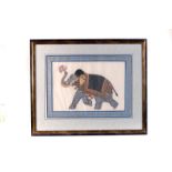 Four framed and glazed Indian watercolour paintings, one depicting a parade, the  other three of