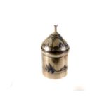A Middle Eastern silver Neillo work box, having various land and sea scape decoration, the domed lid
