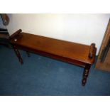 A mahogany Victorian window bench, on short turned legs, approx 97cm W