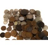 A collection of British coinage, including a 1797 2d cartwheel coin (EF), a Victorian half crown,