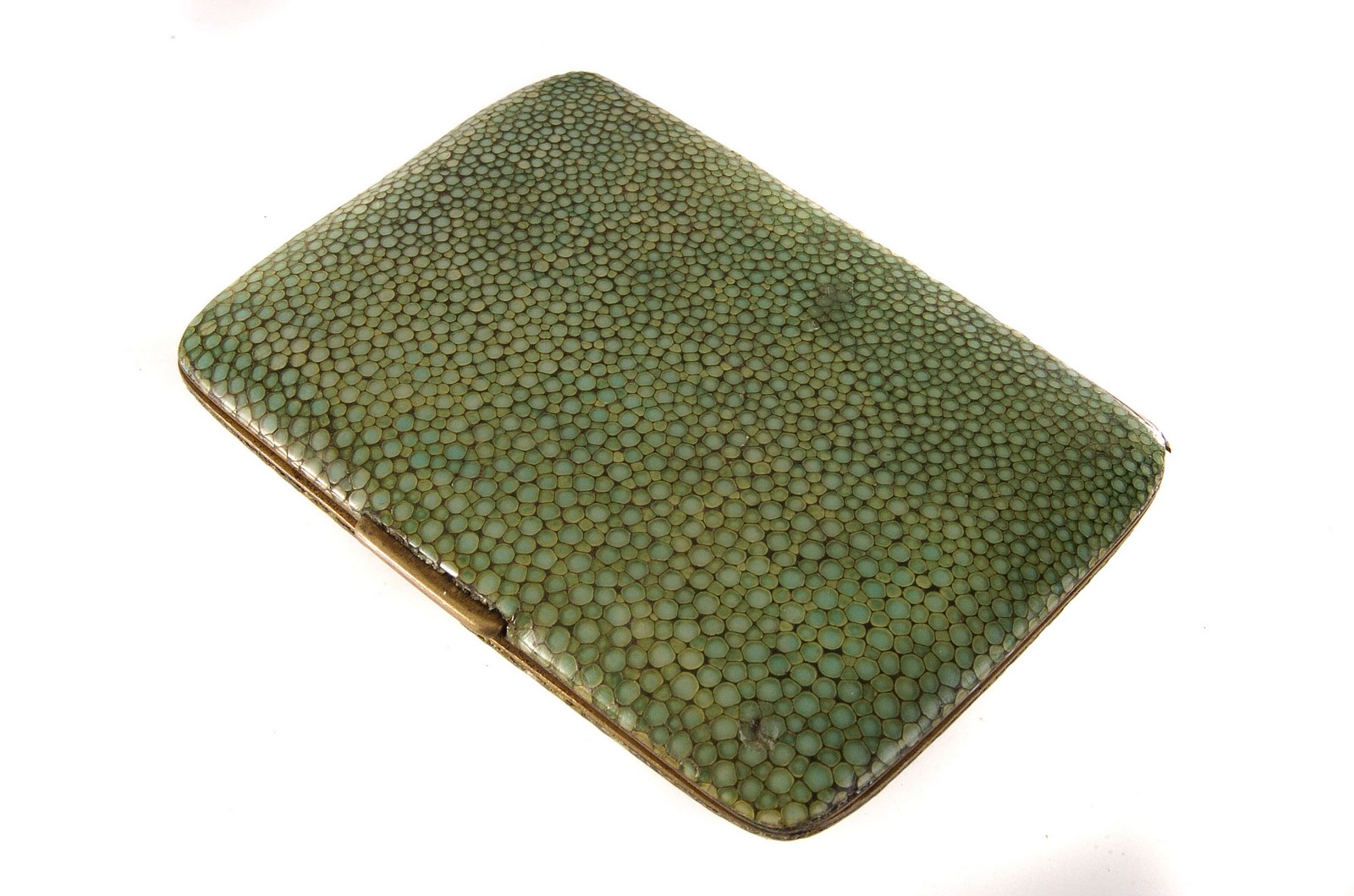 An Art Deco green shagreen cigarette case