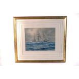 Watercolour, depicting a sailing scene, signed Höffken and dated 1948 to lower left, approx 19cm