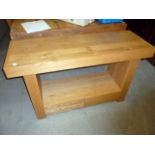 A modern oak alter style table, having two lower drawers, approx 125cm W