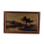 A pair of oil on canvas river scenes, neither scenes, both in decorative gilt frames, approx 24cm by