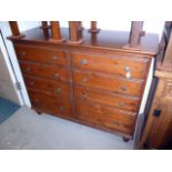 A Ducal pine double chest of drawers, having two banks of four graduated drawers, approx. 114cm W