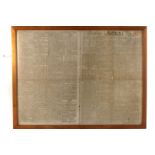 A 1809 copy of the Evening Mail, framed and glazed to show both sides of the supplement, approx 49cm