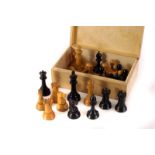 A Staunton style chess set, in wooden box