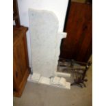 A white marble fireplace, together with a selection of fire dogs and similar items (parcel)