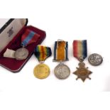 A British WWI Campaign medal set, known as 'Pip, Squeak and Wilfred', awarded to MS-766 PTE H.C