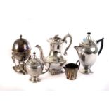 A selection of silver plated items, to including a silver plated topped cut glass sifter, various