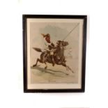 A large print of a Bengal Lancer, entitled 'Missed!', approx 61cm by 48cm, framed and glazed