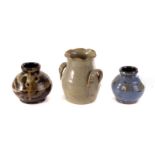 A small selection of College Farm pottery vases, together with an Annie Sloan gilt edge bowl with